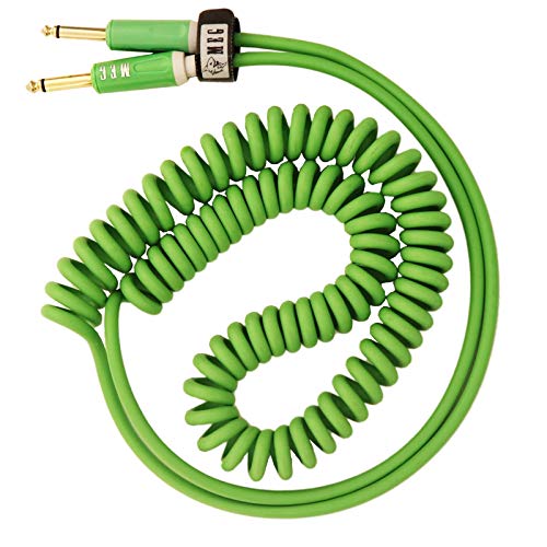Aestivate 16ft/5m Coiled Guitar Cable Electric Instrument Cable Curly Instrument Cable Stretchable Straight to Straight Dual Straight Plugs(Green)