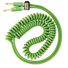 Aestivate 16ft/5m Coiled Guitar Cable Electric Instrument Cable Curly Instrument Cable Stretchable Straight to Straight Dual Straight PlugsGreen