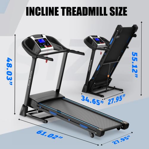 Image of Folding Treadmill for Home, 3.5HP Electric Running Machine with Auto Incline, Bluetooth MP3, Shock Absorbing System, Compact Portable Design, 330lbs Capacity