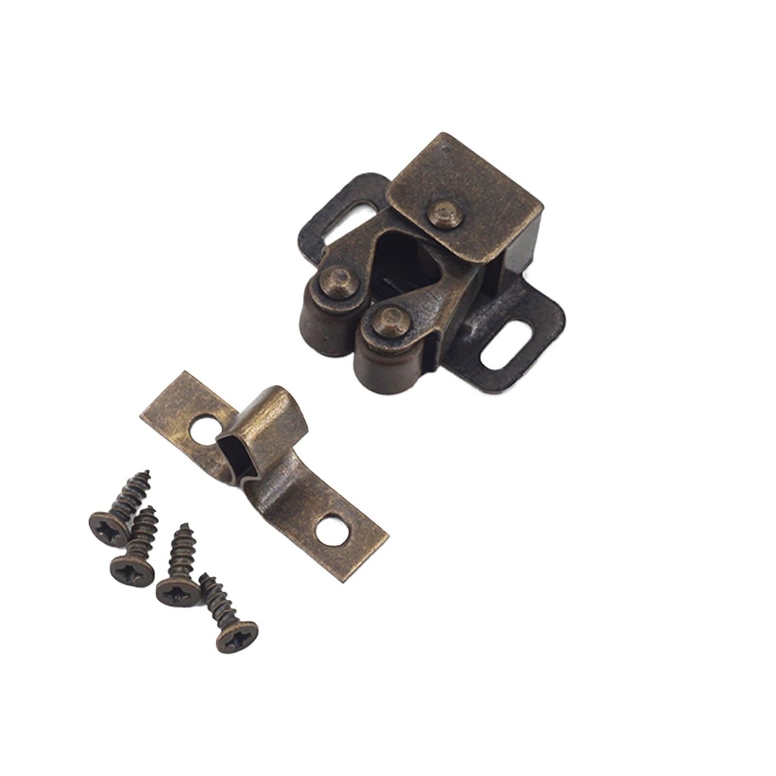 Xinglongs Antique Brass Double Roller Catch Door Catches 40 Sets Cabinet Roller Catch Door Stop Closer Stoppers Damper Buffer Clasp Latch