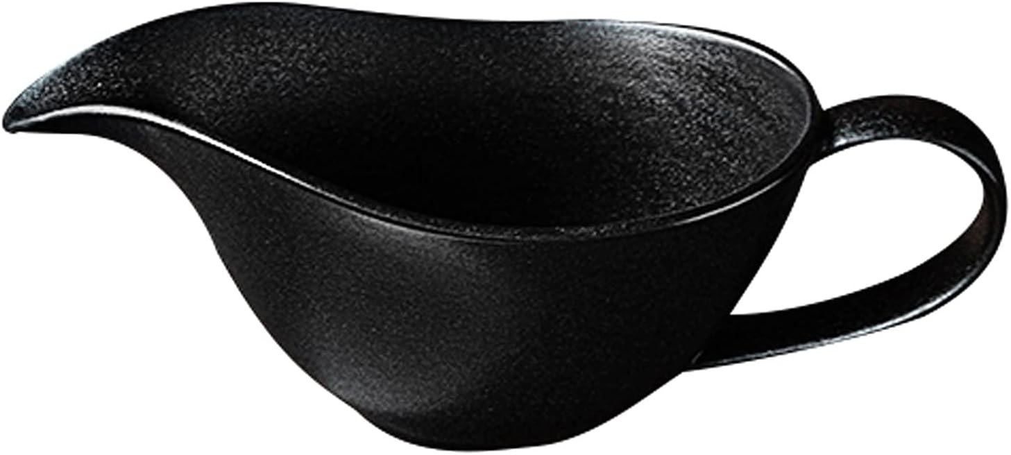 Exquisite Ceramic Gravy Boat Red and Black Two Styles to Choose from The Sauce Boat is and Easy to Clean Ceramic with Handle (Color : Black) (Red) (Black)