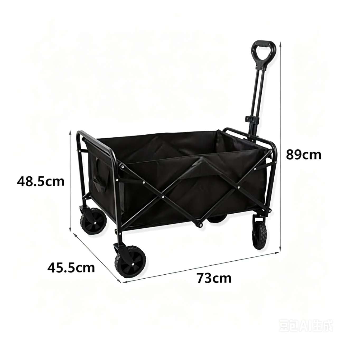 Carrito Plegable de Camping Todo Terreno, Carro Utilitario con Mango Ajustable, Ruedas Grandes con Freno, Capacidad Grande, para Playa, Picnic, Jardín y Compras (Carga 60 kg)