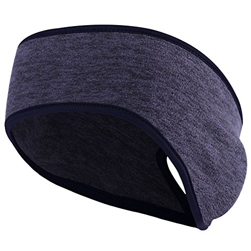 Bandeau queue de cheval cache-oreilles femme sport yoga bleu marine