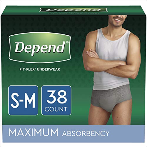 Depend FIT-FLEX Incontinence Underwear for Men, Small/Medium, 2 Packs of 19, 38 Total