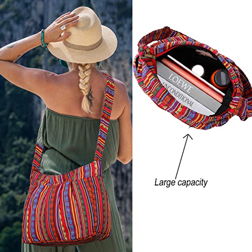 Image of Casual Large Durable Fabric CrossBody Hobo Shoulder Messenger Travel Purse Wallet Handbag Tote Bag