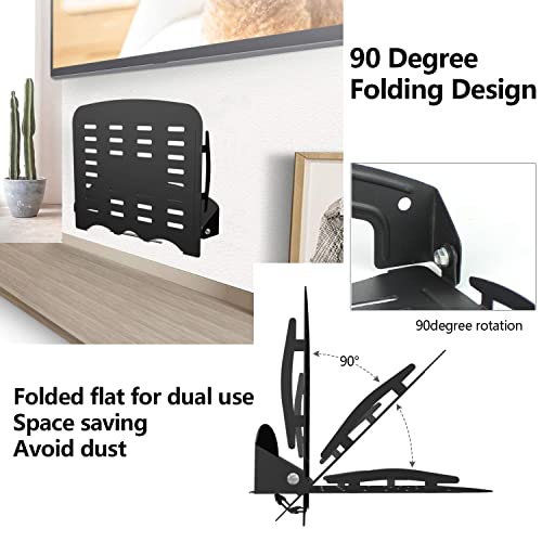 Uinehiot Floating Shelf For Projector Wall Mount, No Drilling Small Wall Mount Projector Stand, 90-Degree Foldable, Loading Capacity 8.8Lbs, Wall Mount Shelf For Projector, Router, Dvd Player (Black) #TOP3