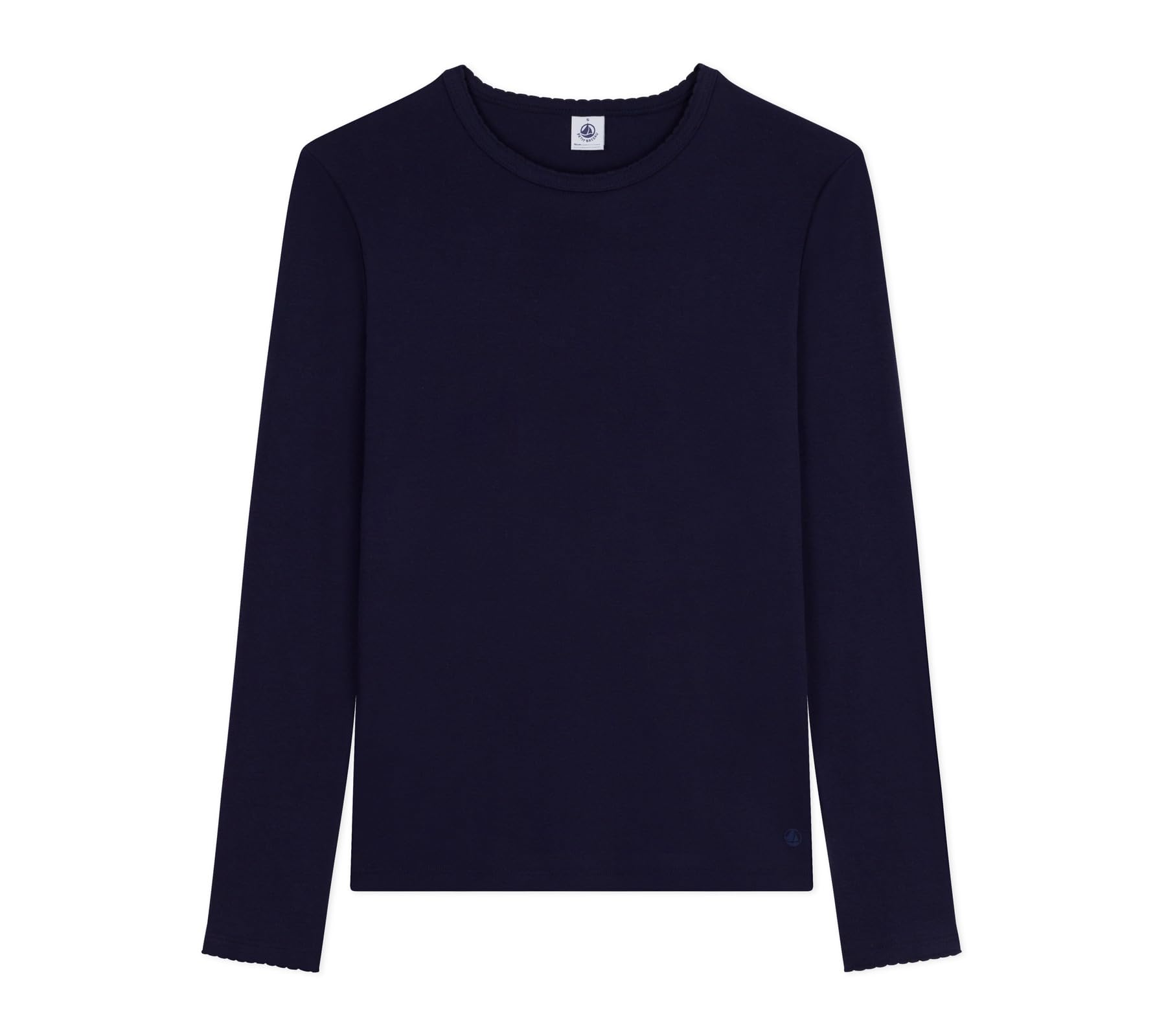 Petit Bateau Women's Iconic Cocotte Long Sleeve Cotton T-Shirt, Tuxedo, XXS
