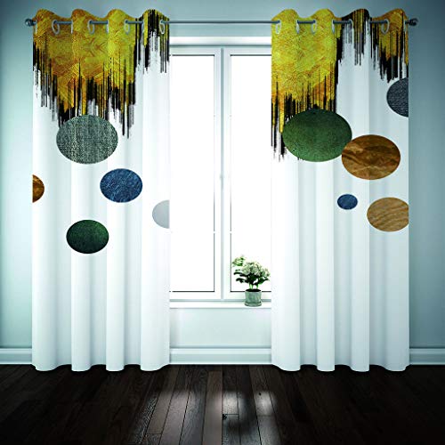 Rideaux de décoration à oeillets avec draperies imprimées 3D dorées 234x230cm - 3