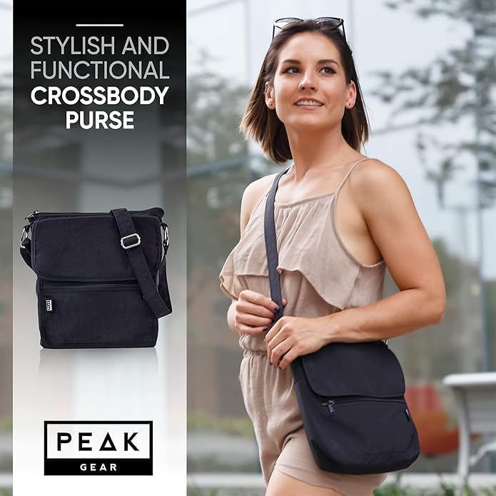 Peak Gear Crossbody Travel Purse with RFID Blocking Pocket and Lifetime Recovery Service. Nylon Shoulder Bag - Image 3