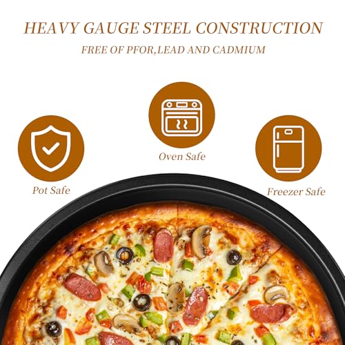 6 Pack 8 Inch Pizza Baking Trays for Oven Non Stick, 20cm Round Pizza Pan Cake Tin, Deep Carbon Steel Pizzas Oven Trays for Baking - Image 4