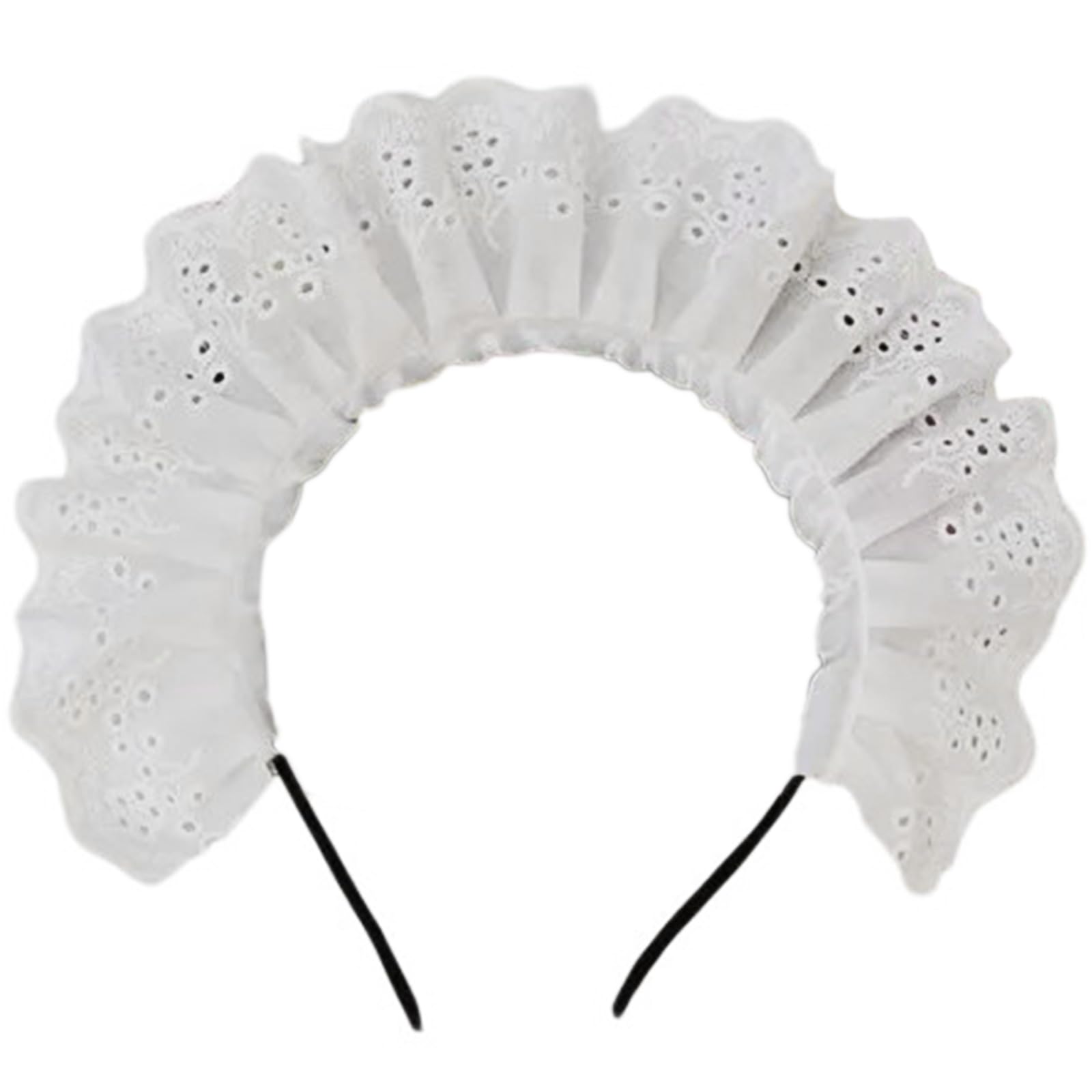 Haiki Cosplay Maid Hair Hoop Women Elegant Pleated Lace Makeup Headbands for Girl Stage Halloween Performances Headpieces