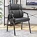 CLATINA Leather Guest Chair with Padded Arm Rest for Reception Meeting Conference and Waiting Room Side Office Home Black
