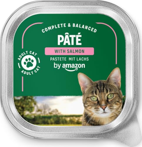 by Amazon Comida Húmeda para Gatos, Paté con Salmón, 100g, Paquete de 16