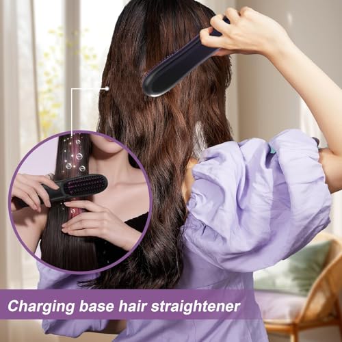 Plancha de pelo inalámbrica ajustable con 3 temperaturas miniatura 4