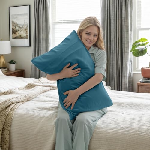 Image of TELUS Blue Pillow Cases Queen Size 2 Pack, Bamboo Rayon Cooling Pillowcases with Envelope Closure, Cool Breathable Pillow Cover for Hot Sleepers & Night Sweats, 20x30 inches
