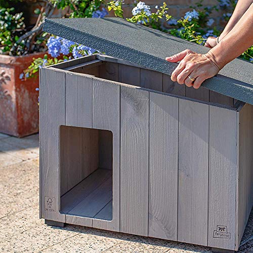 Ferplast Hundehütte kleine Hunde ARGO 60 aus FSC-Holz, Hundehaus Outdoor Wetterfest, Isolierende Kunststofffüße, 70 x 55 x h 52 cm.