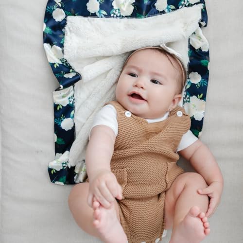 Image of SARANONI Receiving Blankets for Babies | Ultra-Soft Lush and Boutique Quality Baby Blanket | Satin Border Rose Blossom, Mini - 20 inch x 15 inch