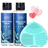 Clean-n-Fresh Makeup Brush Cleaner Set For Brushes, Sponge and Puff 6.8 Fl Oz, 2-Pack Deep Cleaning Washing Cleanser Shampoo With a Cleaning Mat, Gentle Wash