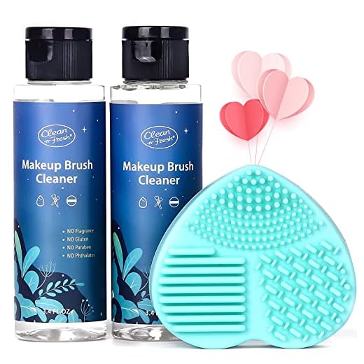 Clean-n-Fresh Makeup Brush Cleaner Set For Brushes, Sponge and Puff 6.8 Fl Oz, 2-Pack Deep Cleaning Washing Cleanser Shampoo With a Cleaning Mat, Gentle Wash