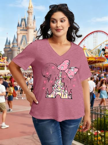 Image of NANYUAYA Plus Size Magic Shirts for Women Castle Kingdom Graphic Magical T Shirt Cute Holiday Princess Tee Vacation Tops
