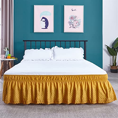 LIVEINU Bettrock Bettvolant Elastische Staub-Rüschen Bettrock mit Rüschen Elastische Staubrüsche Mit 38 cm Fallhöhe Queen/38cm Drop Gold - Image 3
