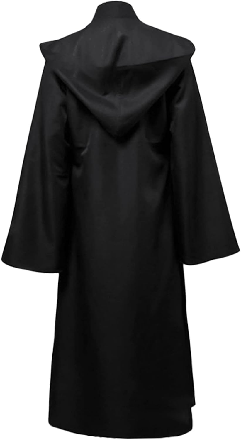 GraduationMall Men Hooded Cloak Black Sith Robe Halloween Cosplay Costume for Wizard Darth Sidious Death Eater