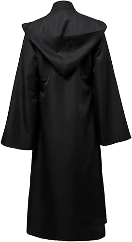 Miniatura 2 de GraduationMall Capa con capucha para hombre, bata Sith negra para Halloween, disfraz de cosplay para mago Darth Sidious mortífero