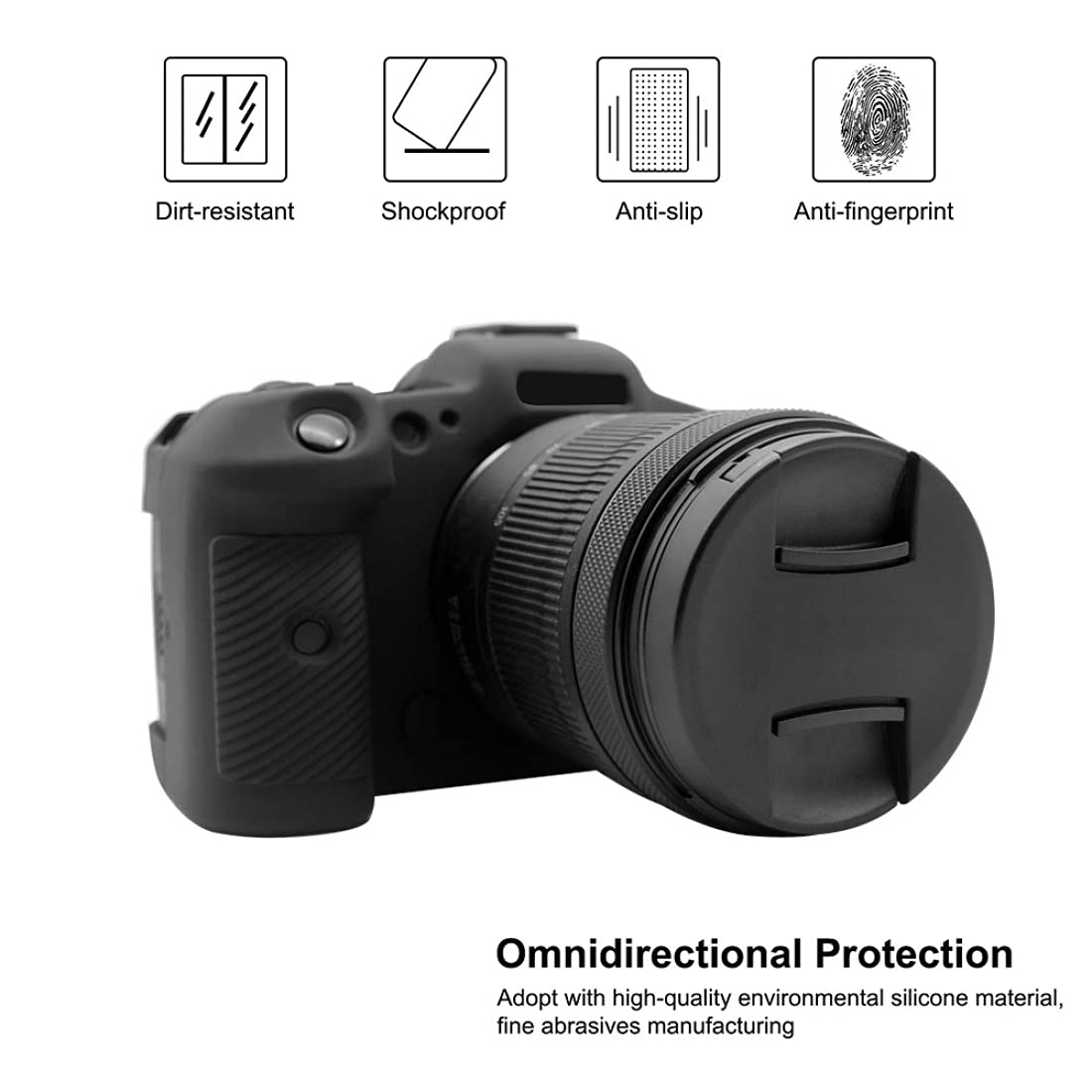 Custodia protezione EasyCover in silicone morbido per Canon 60D Nero