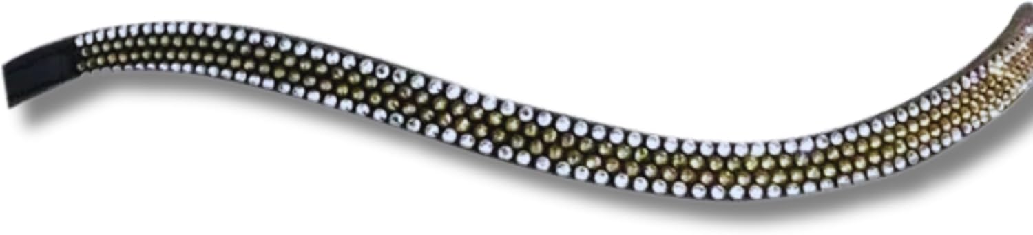 Leather English Bridle Soft Padded Browband Crystals for Horse Bridles Sparkly Bling Diamond Decorated Bling Dressage (Full 16.5 INCHES) M172
