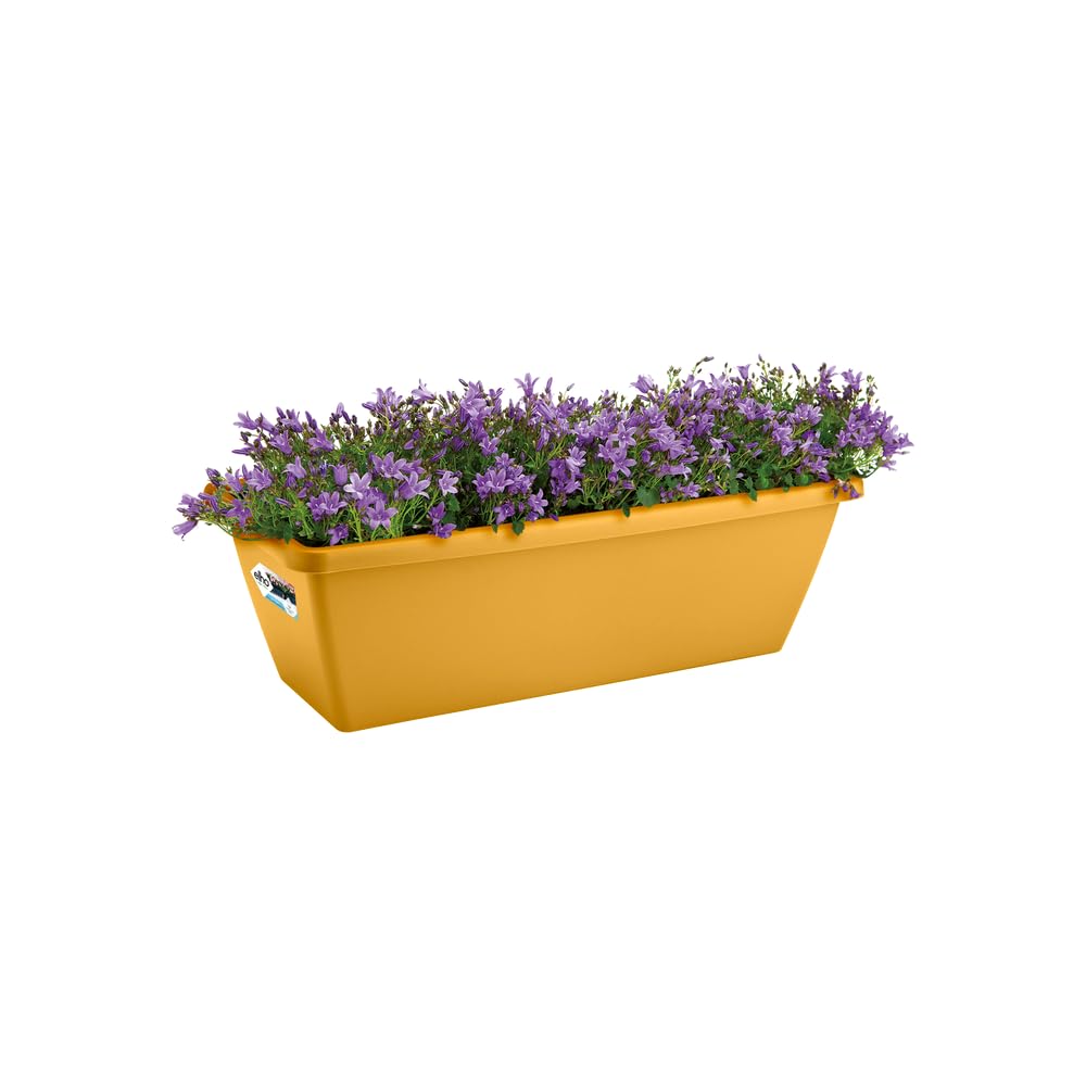 elho Barcelona Trough 40 - Planter for Balcony & Outdoor - diameter 39.5 x H 16.0 cm - Yellow/Honey Yellow - Image 3
