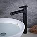 Bathroom Vessel Sink Faucet Matte Black Faucet Tall Body Single Handle One Hole Brass Vanity Faucets,Hot and Cold Water Hoses Included,Beelee BL1842BP
