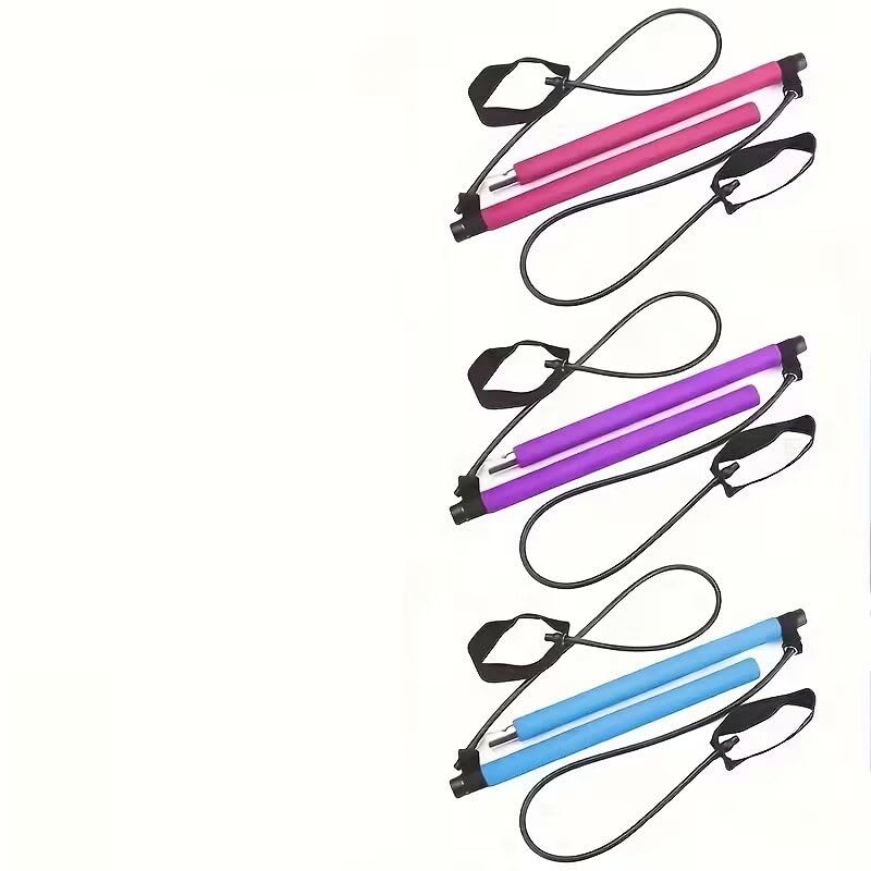 BlissCart Yoga Pilates Bar with Resistance Band Portable Exercise Stick with Foot Loop for Yoga, Stretch, Sculpt, Twisting, Sit-Up Bar Resistance Band Gym Workout for Women Men.