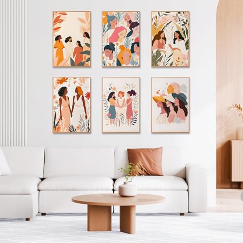 Image of 6 Pack Paint by Numbers Kit for Adults Beginner, Women Adult Paint by Number Kits on Canvas Without Frame, Women Power DIY Acrylic Oil Painting by Numbers Kits, Perfect for Home Decor 8x12 Inch