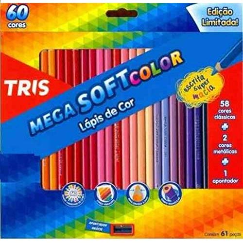 Lápis de Cor Sextavado, Summit, Mega Soft Color, 684062, 60 Cores, Multicor
