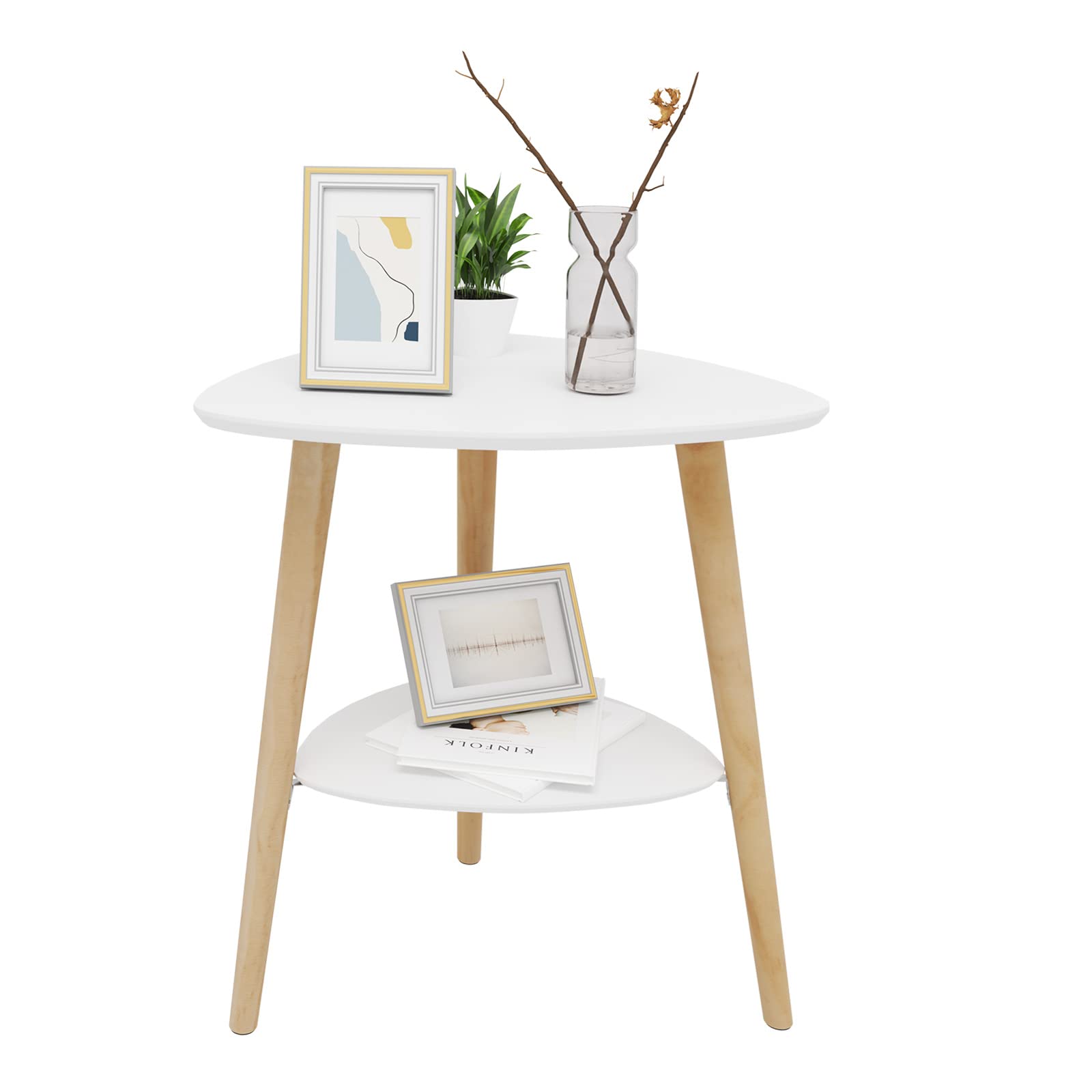 EUGAD Mesa Auxiliar de Madera Mesita de Café con 2 Estantes MDF 50x40x55 cm Blanco 0063ZZ