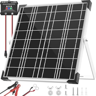 Voltset Solar Panel Kit 20W 12V, Solar Battery Trickle Charger Maintainer, Waterproof Solar Panel + Upgrade Charge Controller + Adjustable Mount Bracket for Boat RV Motorcycle Marine