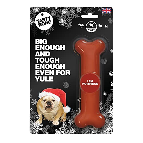 TastyBone Festive Nylon Dog Chew Toy for Large Dogs (Partridge), Christmas Dog Present
