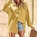 Women's Waffle Knit Button Down Shirts Casual Long Sleeve Shacket Jacket Boyfriend Tops Fall Blouses Loose Fit Yellow