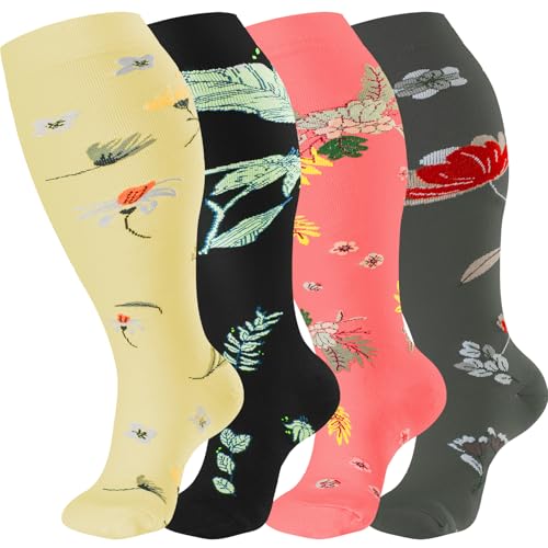 Image of bropite Plus Size Compression Socks for Women Men Wide Calf Extra Large 20-30 mmHg Knee High Sock for Nurses Pregnant Travel