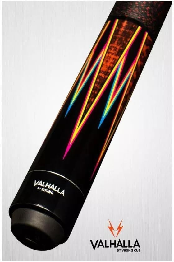 Viking Valhalla VA921 2-Piece Pool Cue | Hard Rock Maple | Tri-Colored 6-Point Graphic Transfers | Premium Leather Tip | Black Linen Wrap