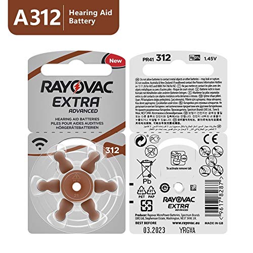 Rayovac Extra Hearing Aid Battery Size 312, Pack of 30 Batteries