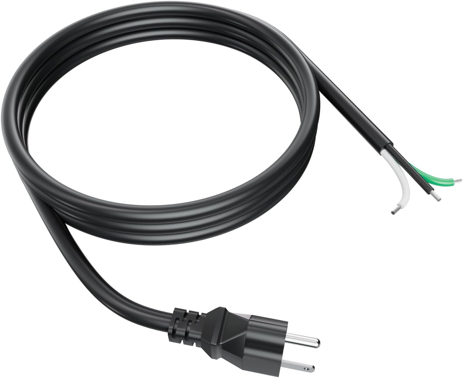 6ft 12 Gauge 3 Prong Heavy Duty Replacement Power Supply Cord Cable 110V 115V 120V Pigtail, for Appliance, Power Tools, 12 AWG 3 Conductor Wire Cable Black