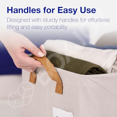 Image of BOXJOY Pack of 1 Premium Storage Organiser Box for Clothes with Strong Steel Frame & Handle, Foldable Closet Basket for Wardrobe, Cupboard, Almirah Shelves, Home Essentials for Boys Girls Cloth