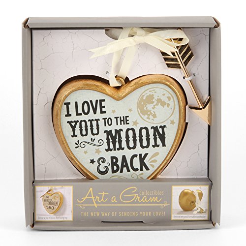 Image of Widdop Art a Gram Gold Heart Plaque - I Love you to the Moon & Back