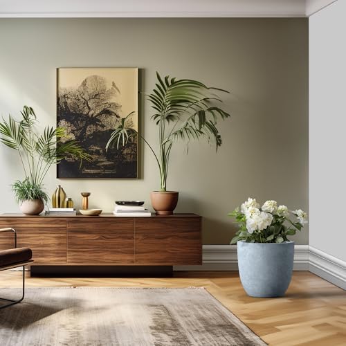 Image of Kante Large Round Bowl Blue Gray Concrete Planter 18 inch Dia, Outdoor