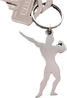 Llavero de culturista, acero inoxidable cepillado, bolsa de regalo incluida, plata, 4cm