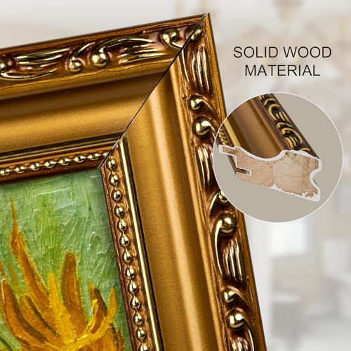 Image of Gold 11x14 Picture Frame with Mat Vintage Picture Frame Ornate | Wood, Real Glass, Matted 8x10 or 11 x 14 Photos, Easy Photo Changes, Wall Hanging