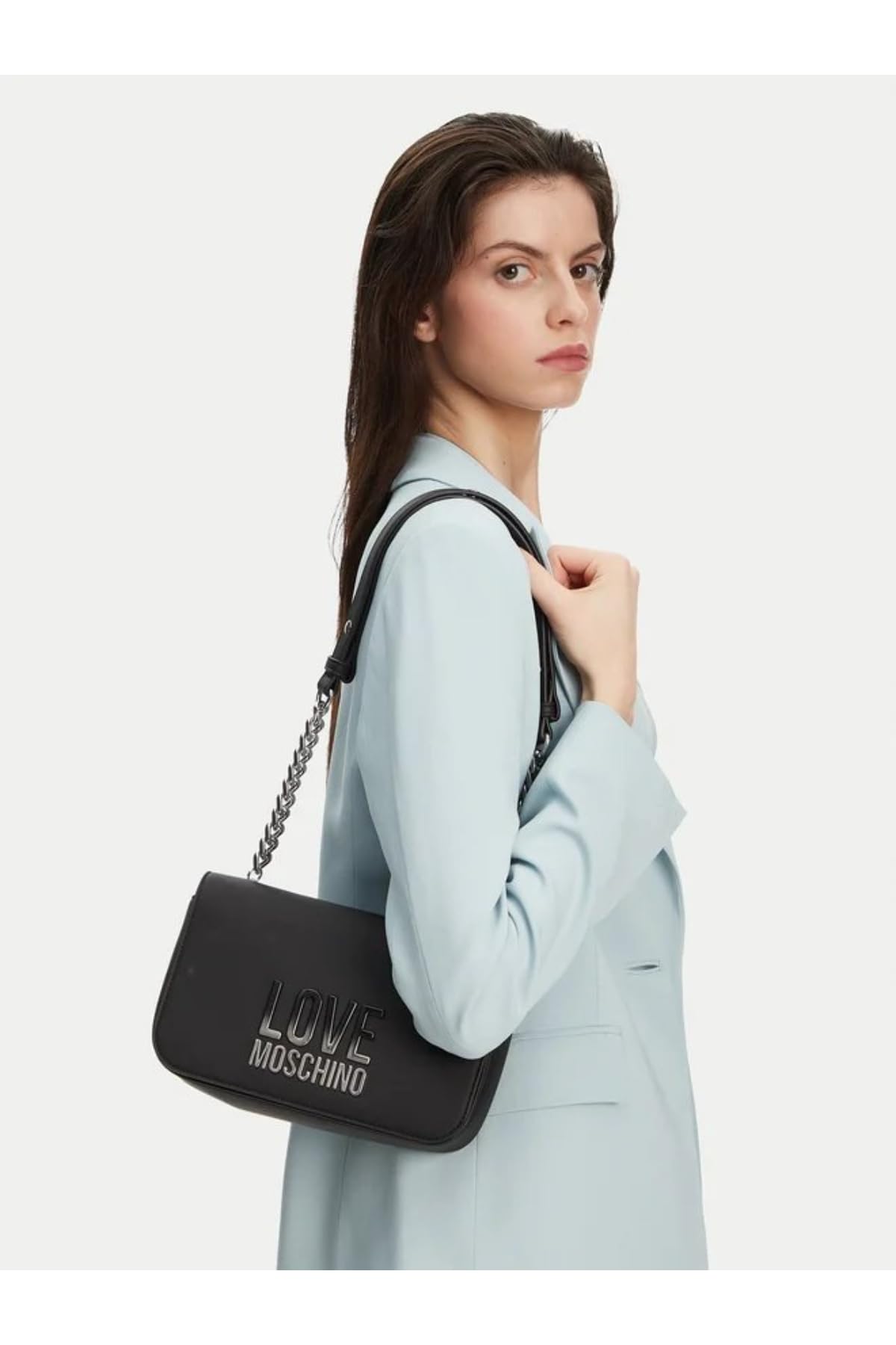 Love Moschino BORSA PU GRS NERO+GALV.NIKEL