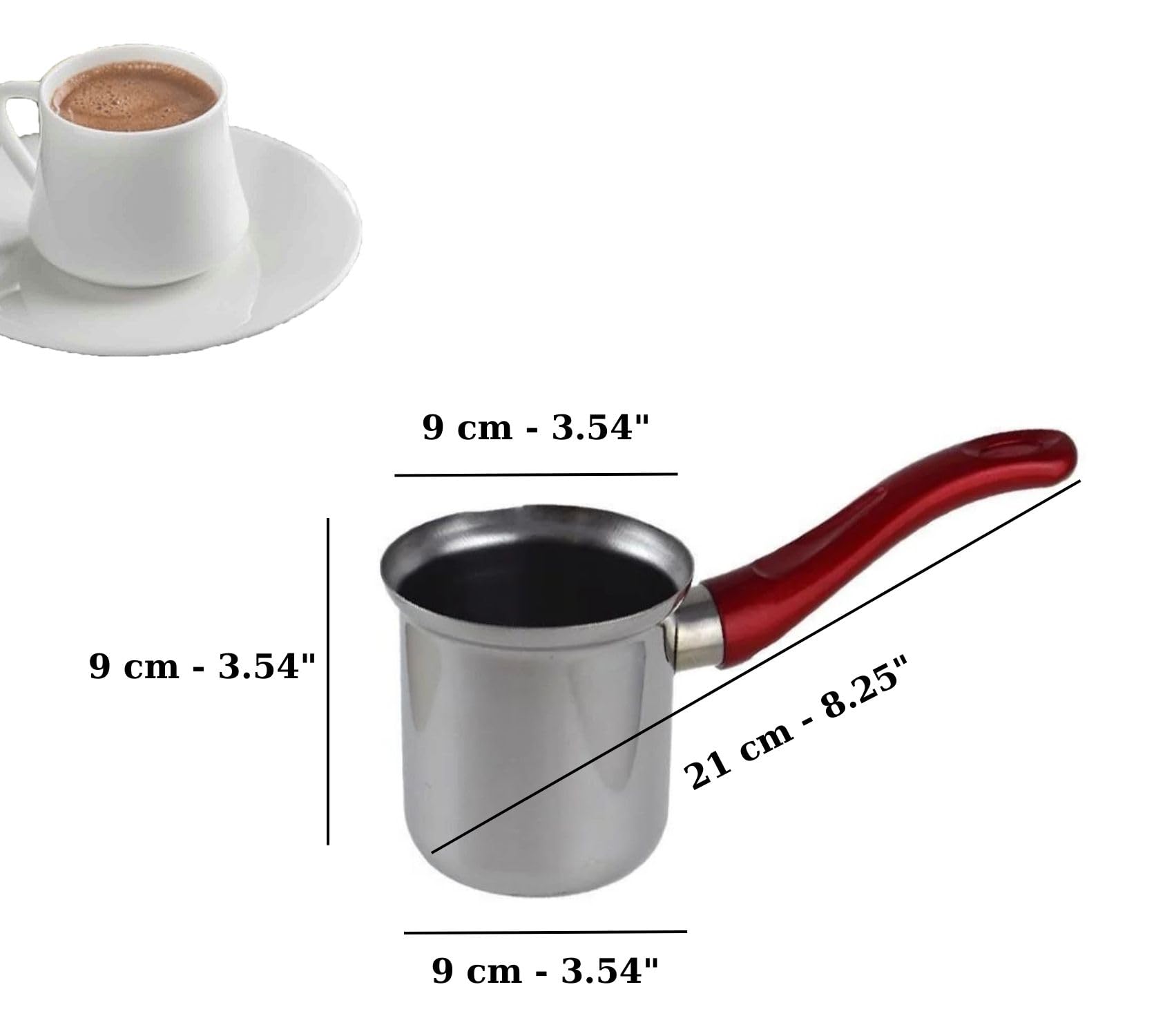 Cezve Briki - Cafetera turca para salsas y mantequilla de leche, cafetera árabe griega y cuchara de madera