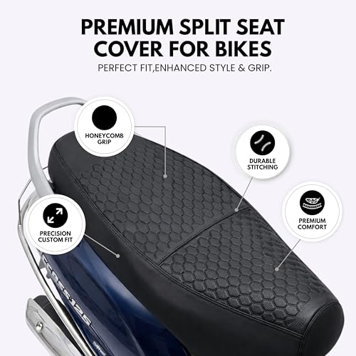 Image of Neodrift Premium Scooty Seat Cover - Universal Scooty Seat| All Black | Anti-Slip & Shock-Absorbing Design | Water-Resistant Fit | Strip Cushioning | Professional Fit | Nappa Art Leather